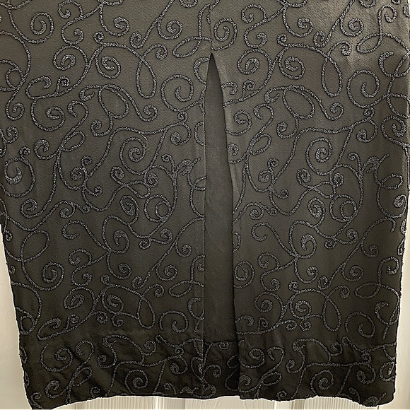 Bari Jay Black Evening Sequin Slit Gown Strapless Dress - Picture 6 of 6